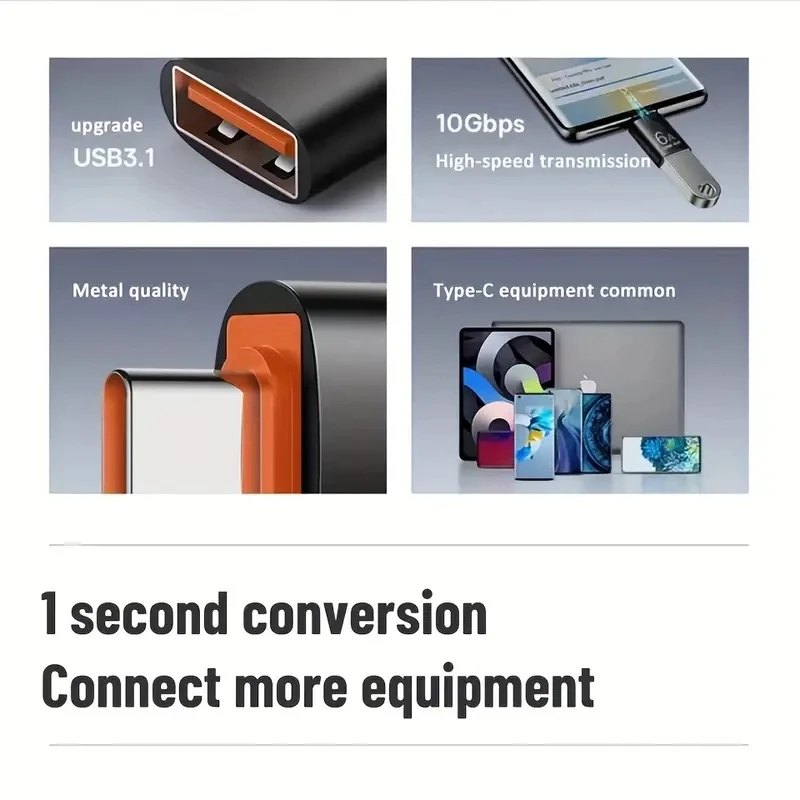 Адаптер OTG Type C «папа»-USB «мама», 10 А