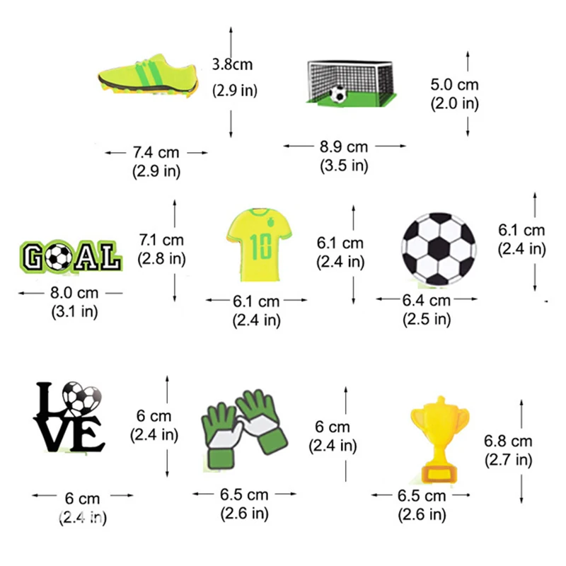 8pcs Football Cake Topper Flags Kids Happy Birthday Decoration Cupcake Toppers For Sports Birthday Baby Shower Party Decoration
