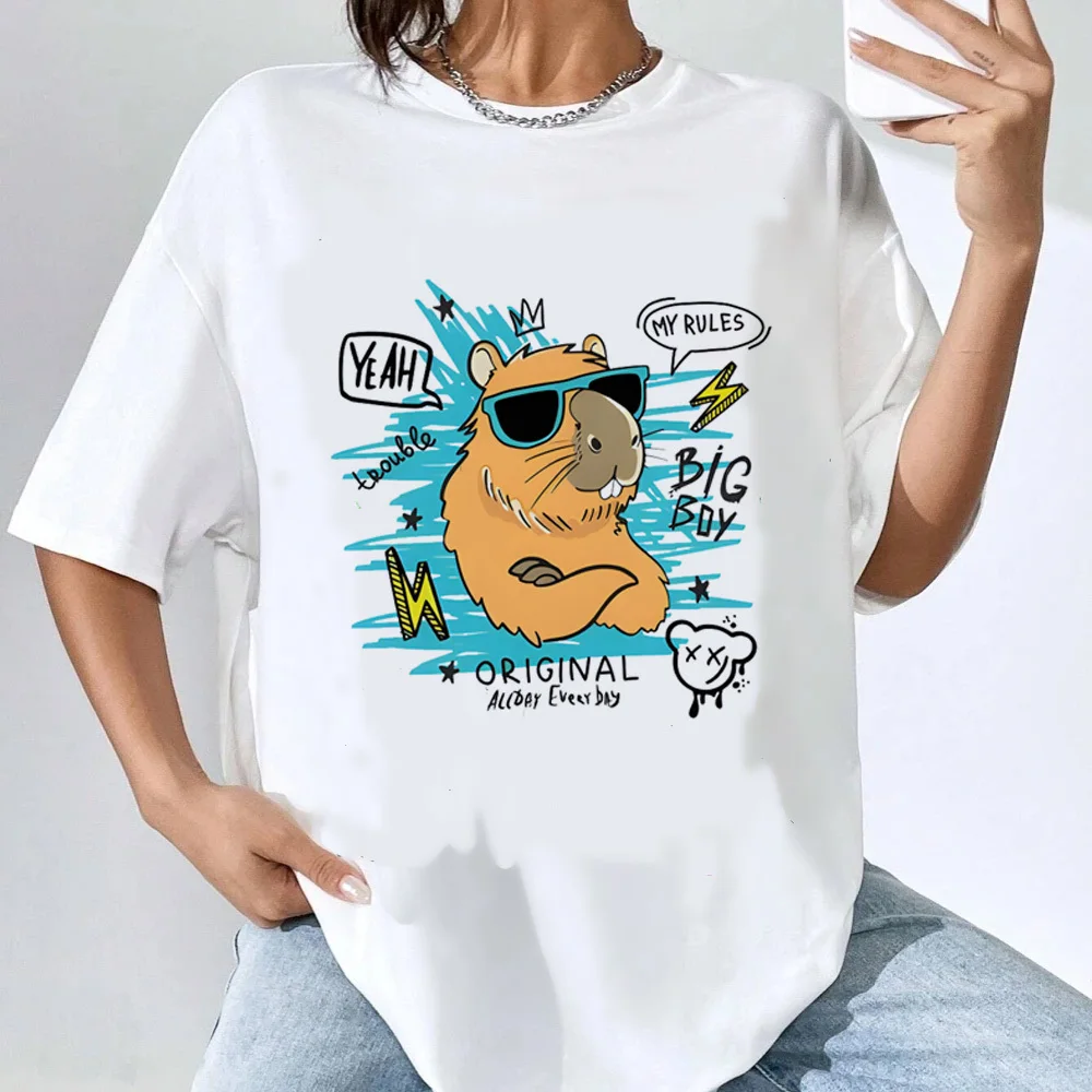 Capybara t-shirt female hip hop Punk Breathable graphic Comfortable tshirt Pastel Breathable Vintage aesthetic Punk Y2k