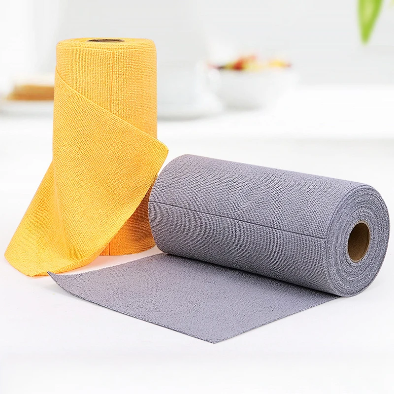 Trapo para platos desechable, rollo de toalla de microfibra, toalla de limpieza por desgarro de manos, toalla de microfibra lavable reutilizable, 1 rollo (20 piezas) 25x25CM
