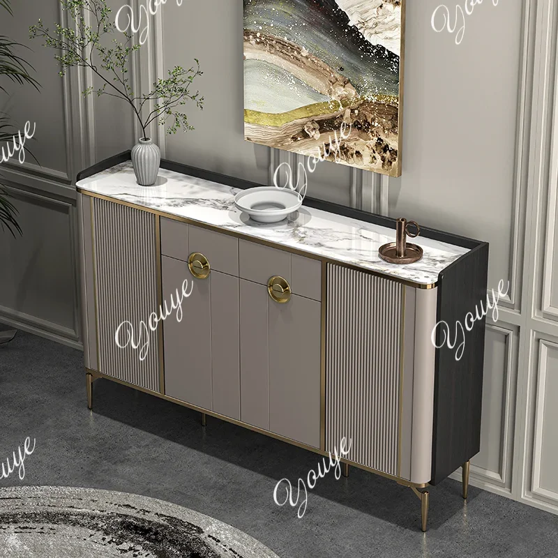 C Italian Light Luxury Shoe Cabinet Household Door Entrance Entrance Entrance Cabinet Shoe Cabinet Rock Slab Countertop Shoe Cab