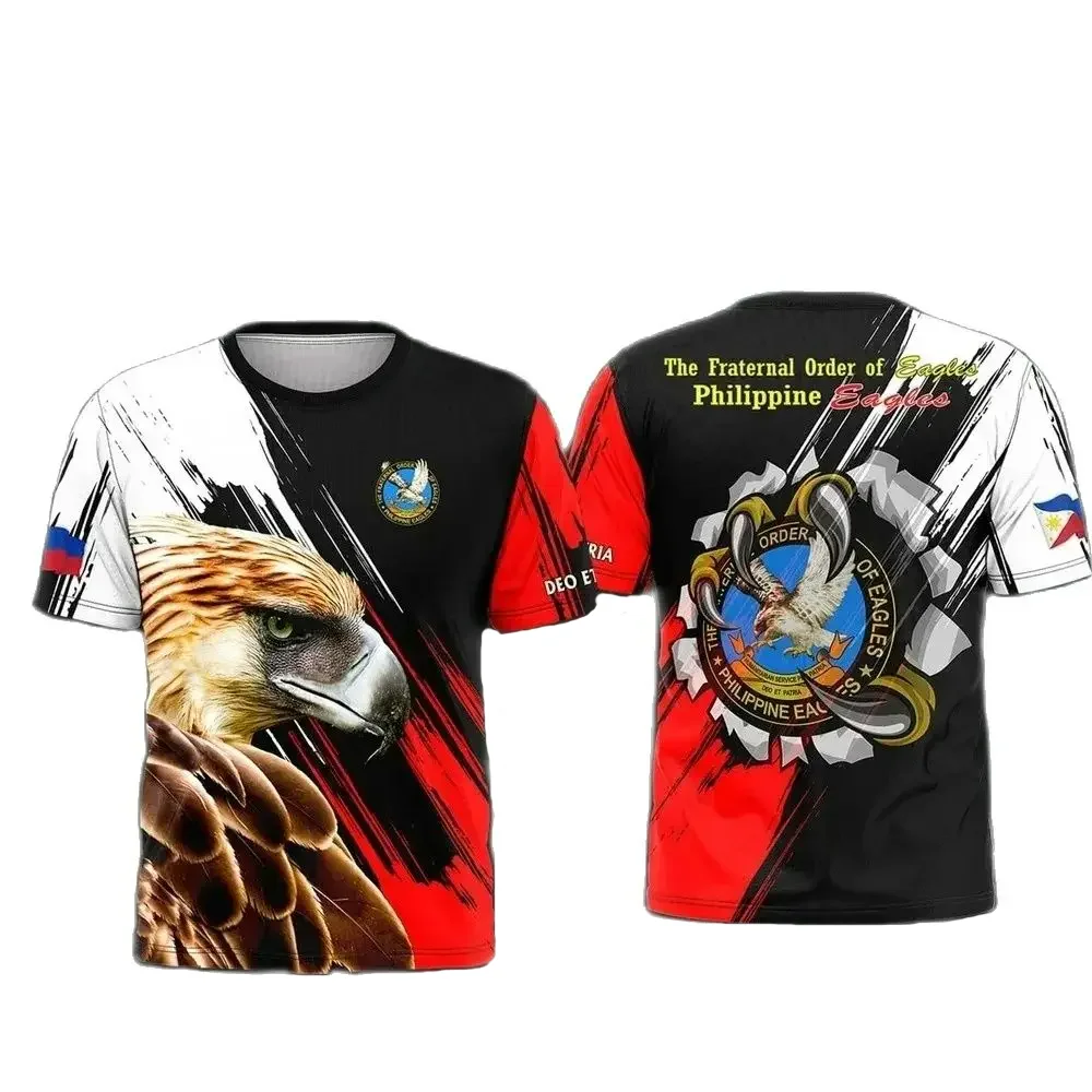 

Summer Men's Eagle 3D Printed Round Neck High Quality T-shirt Street Loose Motorcycle Riding Sports Quick Drying Breathable Tops