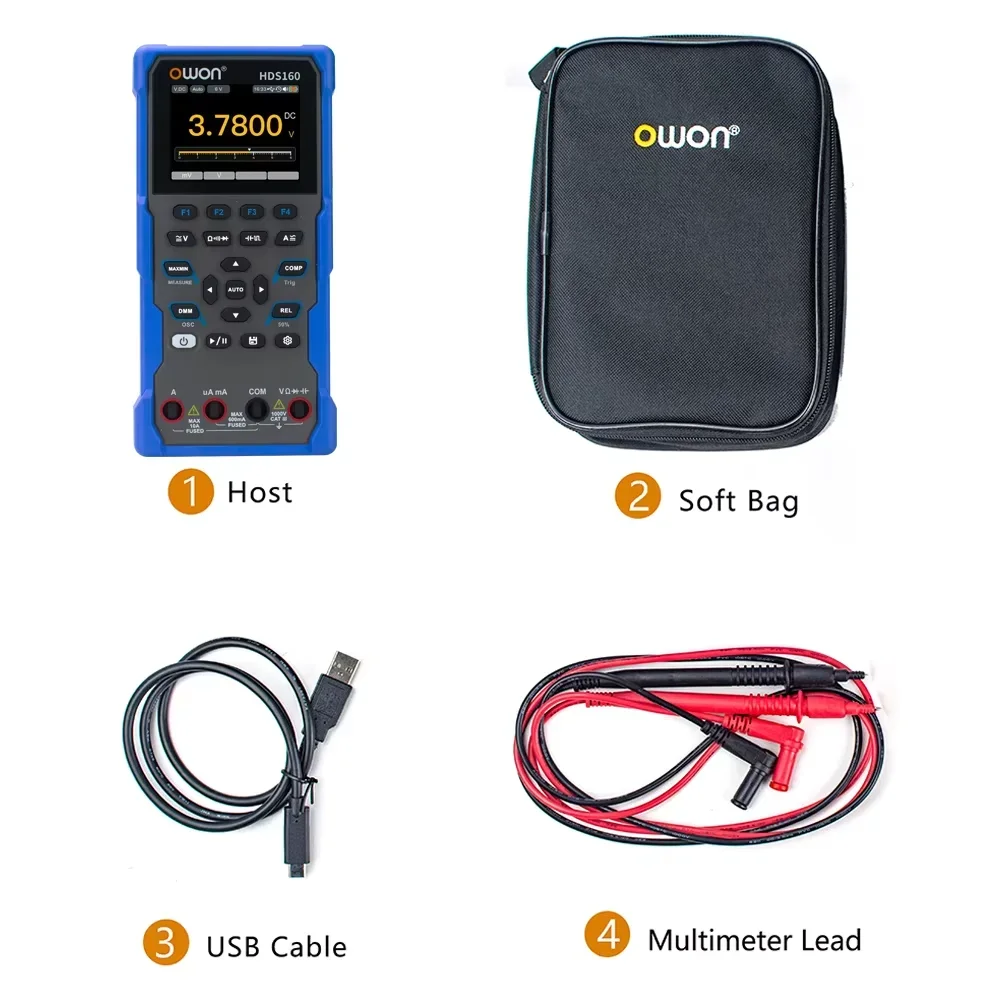 

New OWON HDS160 True RMS Multimeter 60000 Counts 1MHz 1CH 18650 Lithium Battery AC DC Voltmeter Current