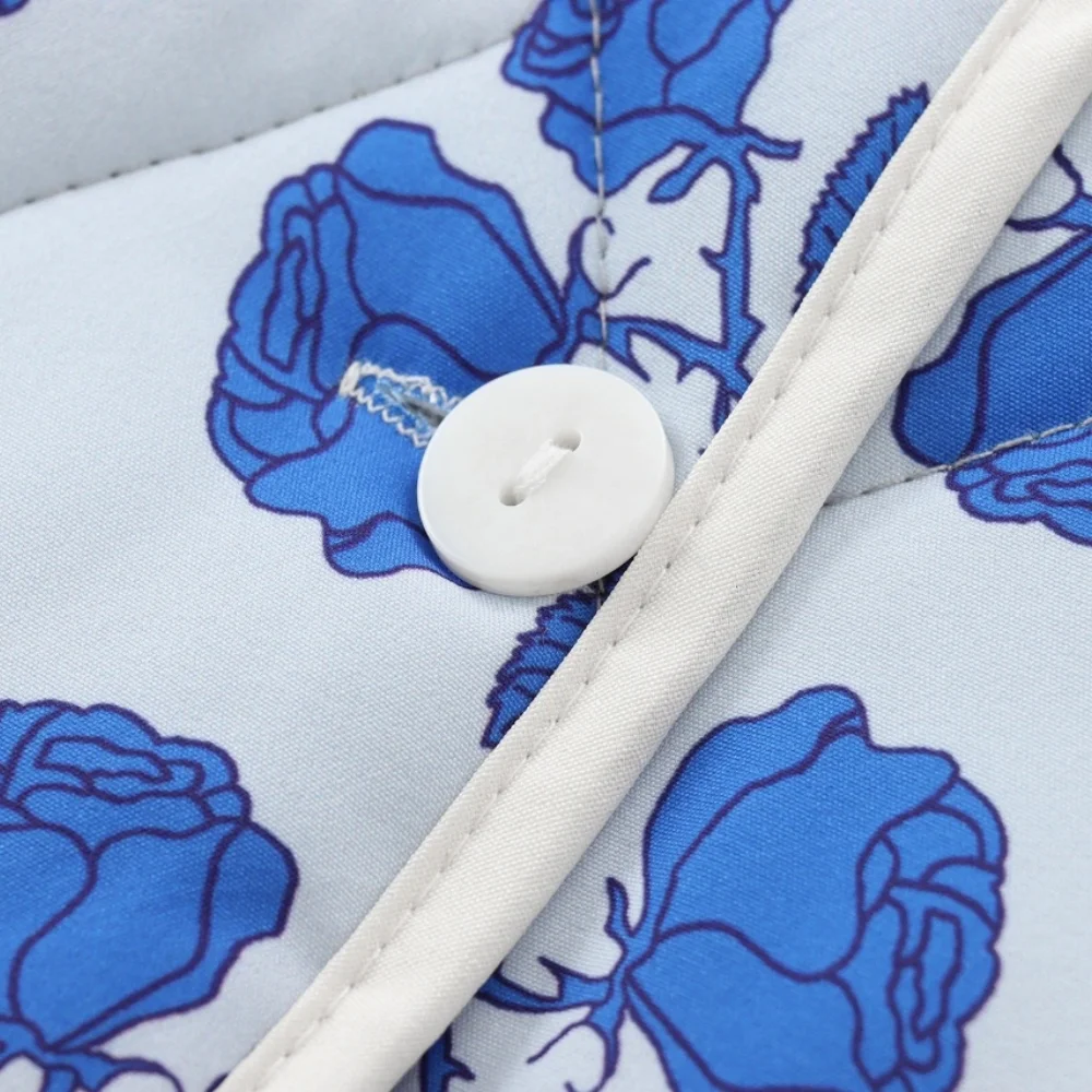 Lose Damenjacke mit Rundhalsausschnitt, langen Ärmeln, Knopftaschen, bedruckte neue warme Herbst- und Winterjacke