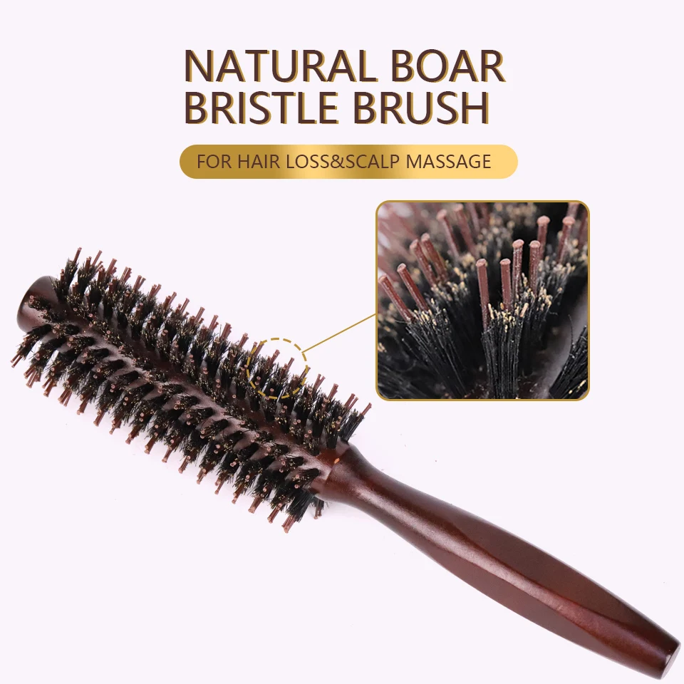 Boar Bristle Hair Brush Natural Wooden Wave Brush for Women Straighten Brush Hair Comb Handle Hairdressing Tools Wood Hairbrush