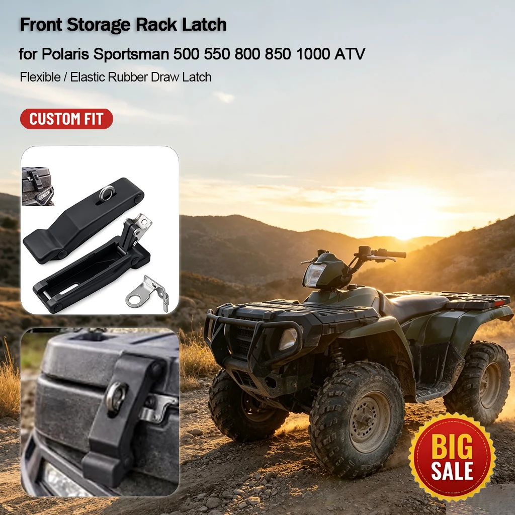 Rubber Front Storage Rack Latch 2Pcs for Polaris Sportsman 500 550 800 850 1000 ATV Front Cargo Storage Compartment Draw Latch