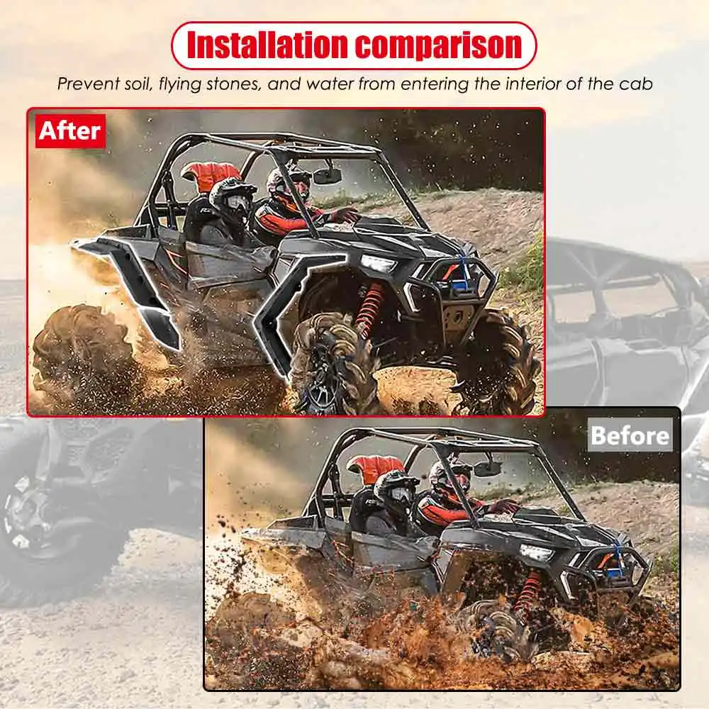 Black Splash Shield UTV Outer Fender Flares Extensions For Can-Am Maverick X3 Max RR Maverick 1000 2014-2023 Polypropylene 1 Set