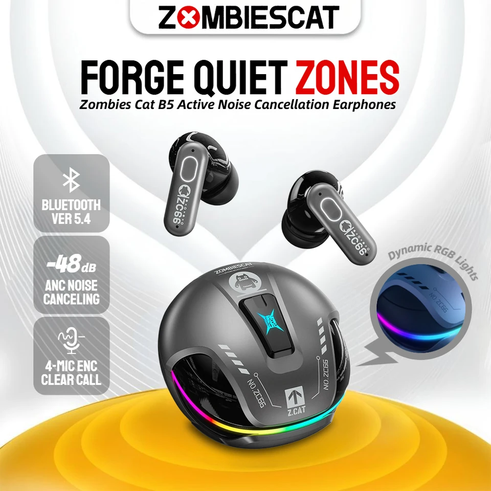Zombies Cat B5 Active Noise Cancellation Headphone Bluetooth 5.4