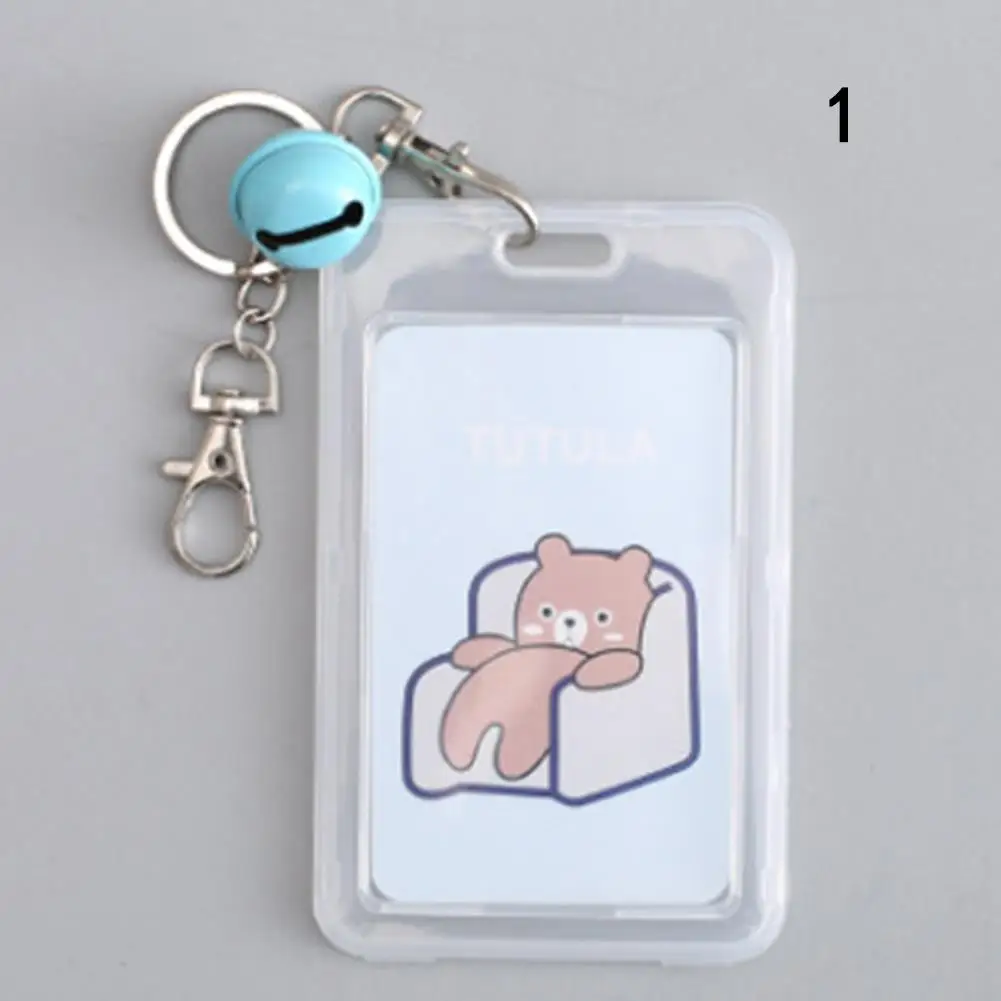 1Pc Copertina della carta Kawaii con portachiavi Porta carte di credito a catena Porta carte di credito in plastica Simpatico cartone animato Porta carte di identità per studenti