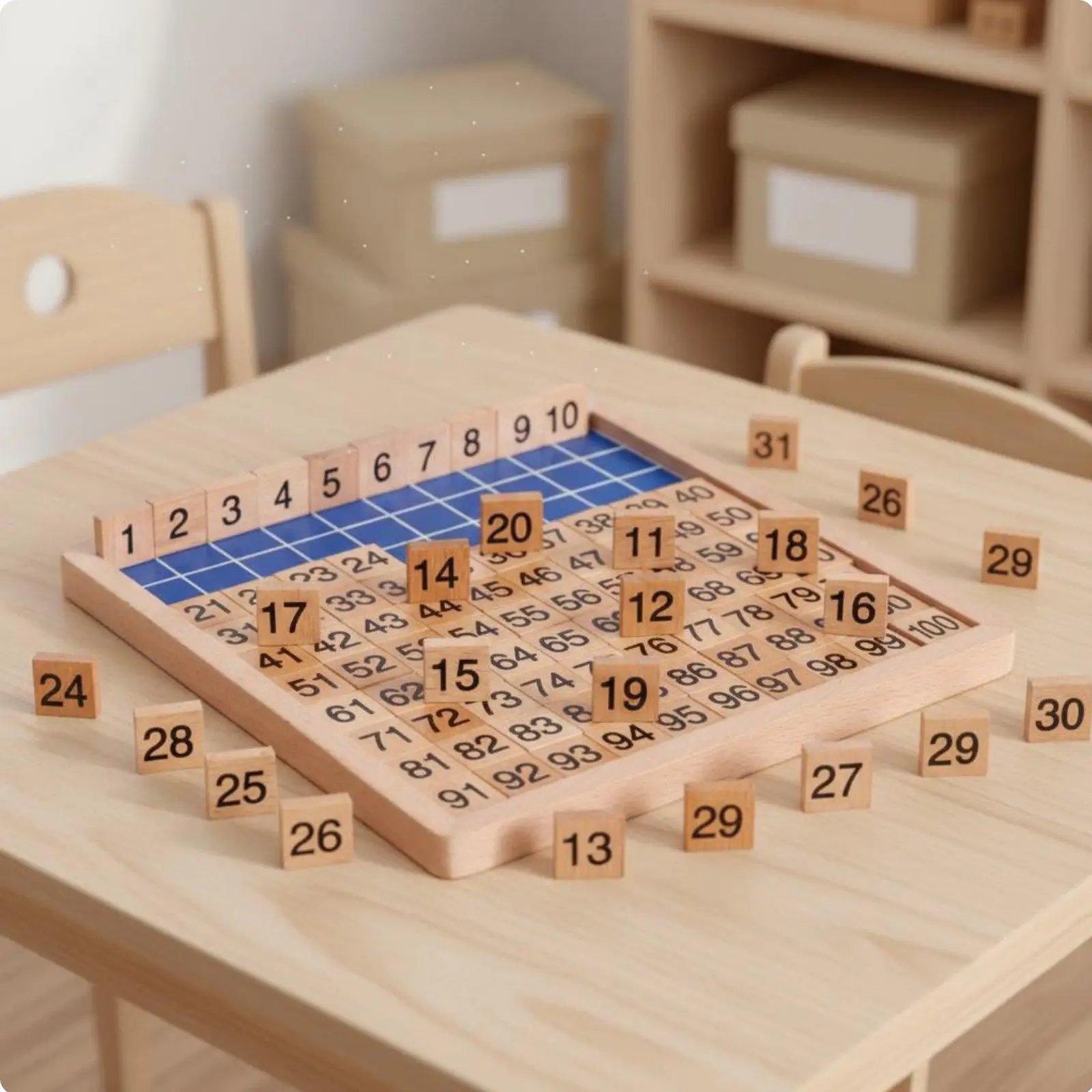 Wooden Children Math Board Number Puzzle 1 to 100 Learning Toy for Kids Counting Games