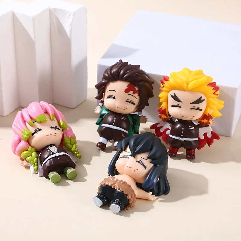 6 szt./zestaw Demon Slayer Mitsuri Kanroji Śliczne Figurki Model Zabawki 6,5 cm Pełne Jedzenie Akcja Kolekcjonerskie Figurki Anime dla Fanów