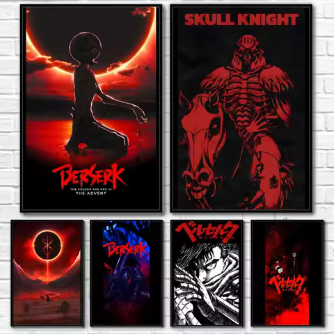 Unique 1PC Cool Dazzle Anime B-berserk Art Poster Sticky Wall Art Printing Waterproof Home Living Bed Room Bar Aesthetic Decor