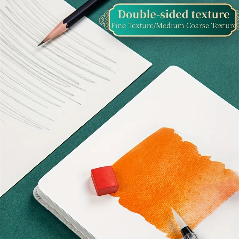 32K Stoff-Aquarell-Skizzenbuch 300g Verdicktes Papier Doppelseitige Textur Reise-Skizzenbuch Tragbares Kunst-Zeichenbuch – Detail 6