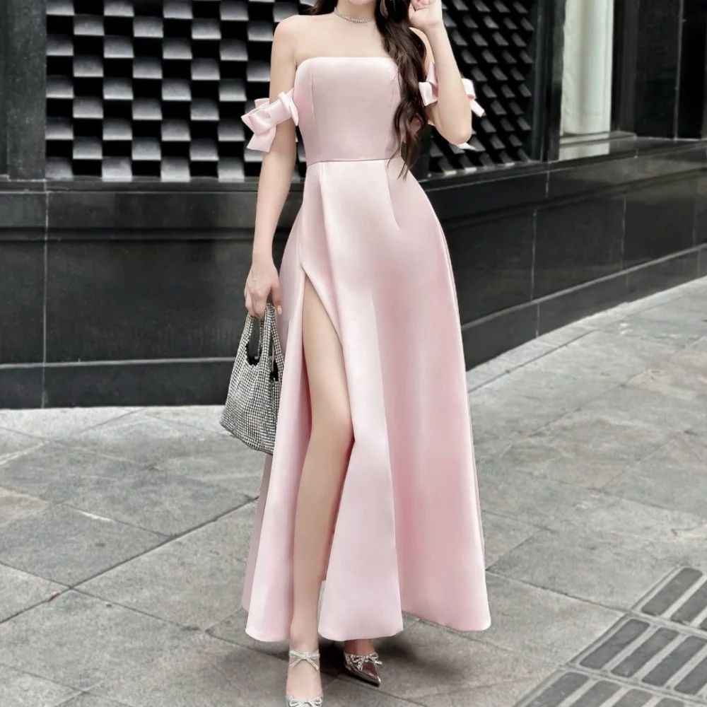 

Customized Exquisite Pleat A-line Off-the-shoulder Midi Dresses Prom Dresses Modern Style Pastrol Unisex Chinese Style Formal C