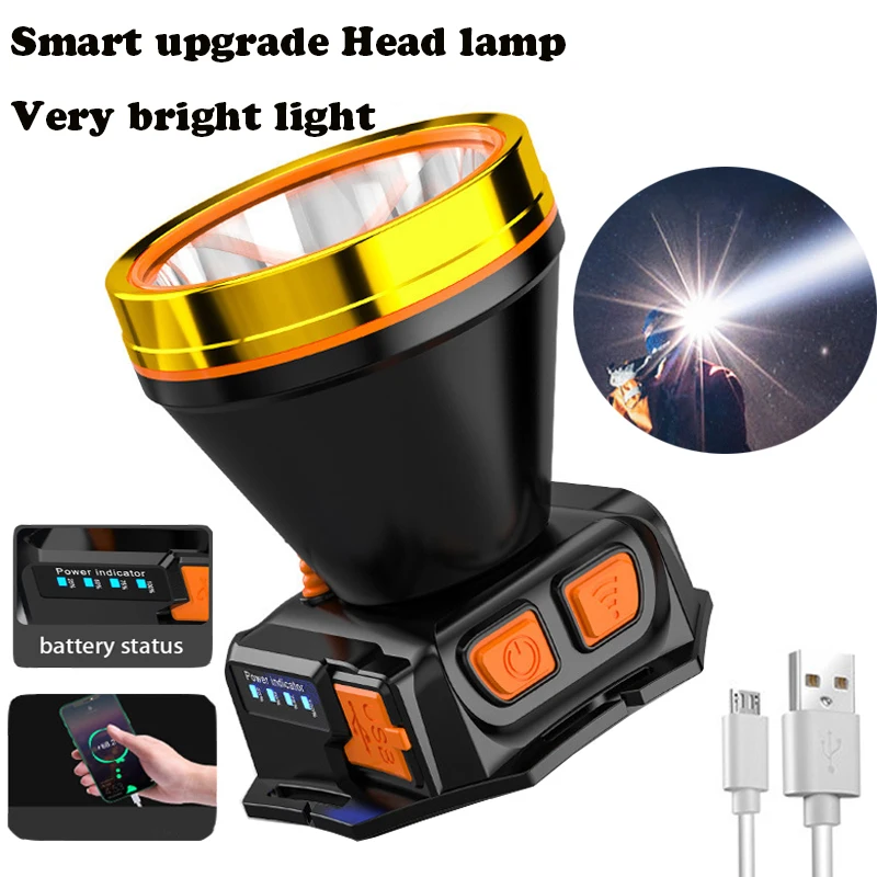 New Rechargeable Camping Headlamp Superbright LED Headlight Flashlight Light Source Hunting Head Light Fishing Torch Head Lamp