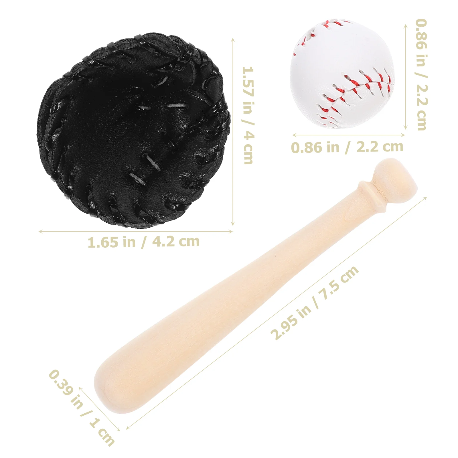 House Sporting Goods Mini Baseball Glove Pretend Playset Wooden Accessories Kit