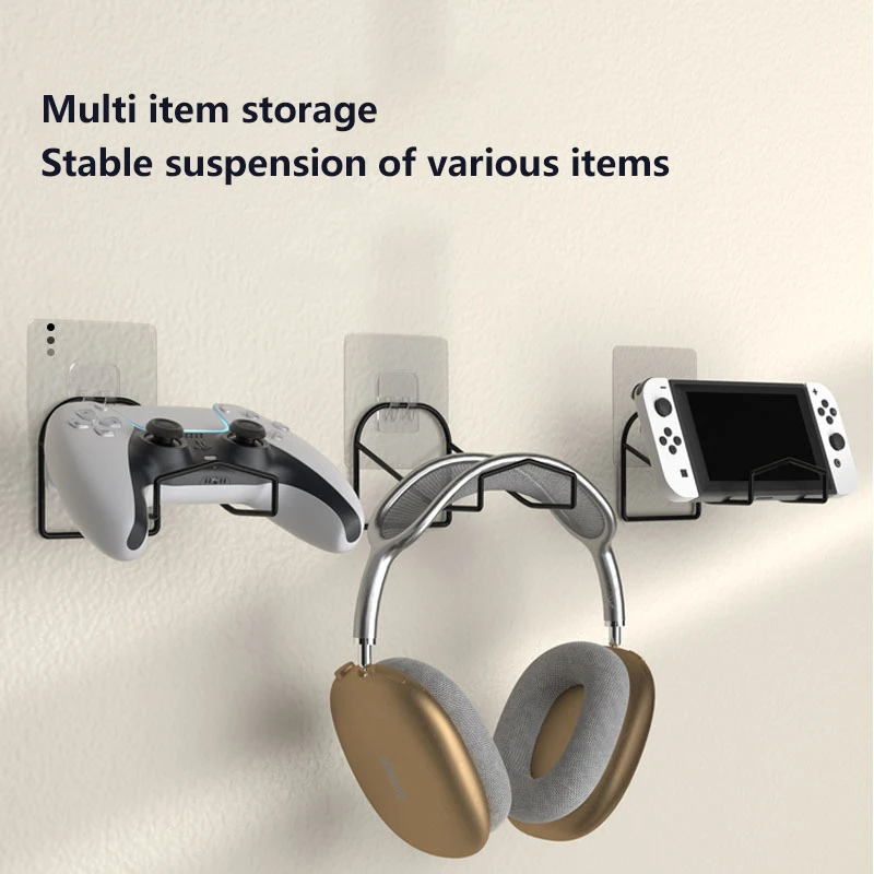 Headphone Holder Universal Wall Mount Stand Headset Display Rack Under Desk Hanger Hook Gamepad Hanger Holder Storage Bracket