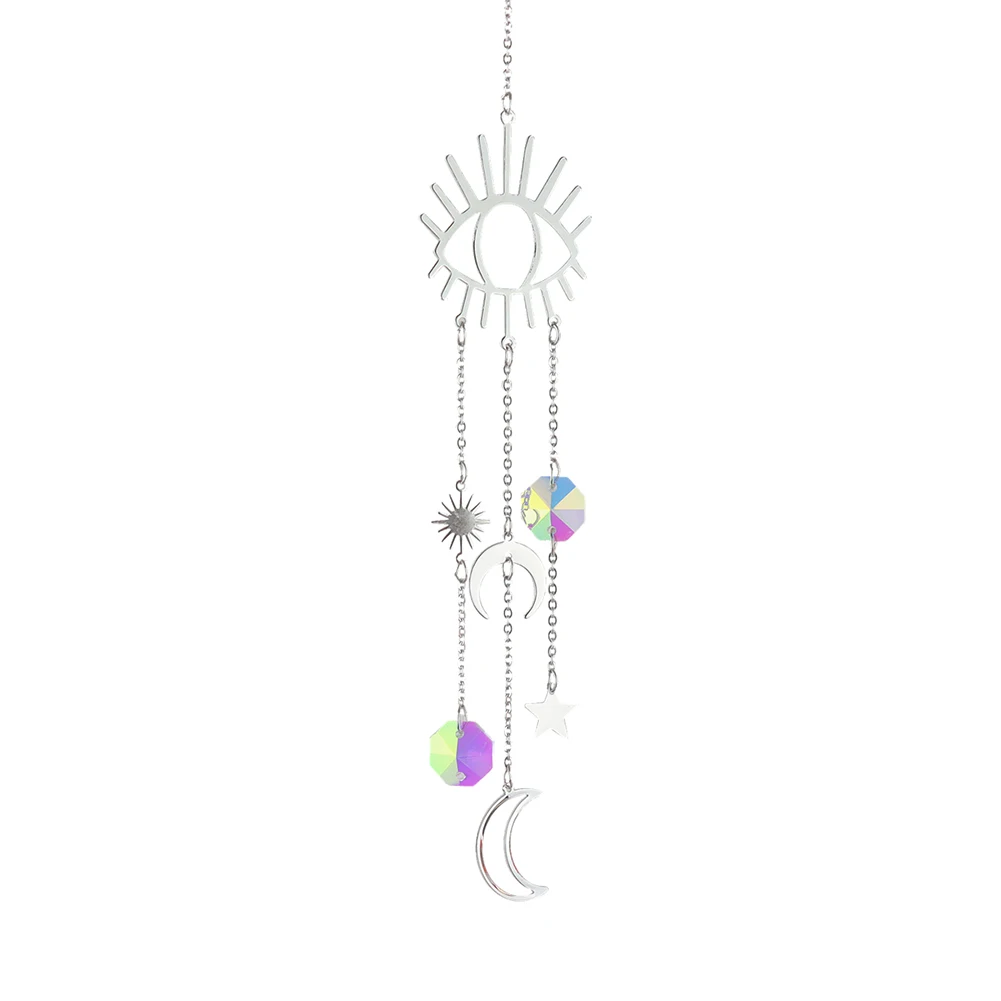 Crystal Butterfly Demon Eye Wind Chime Pendant Sun Catcher Colorful Beads Hanging Drop Outdoor Indoor Garden Supplies