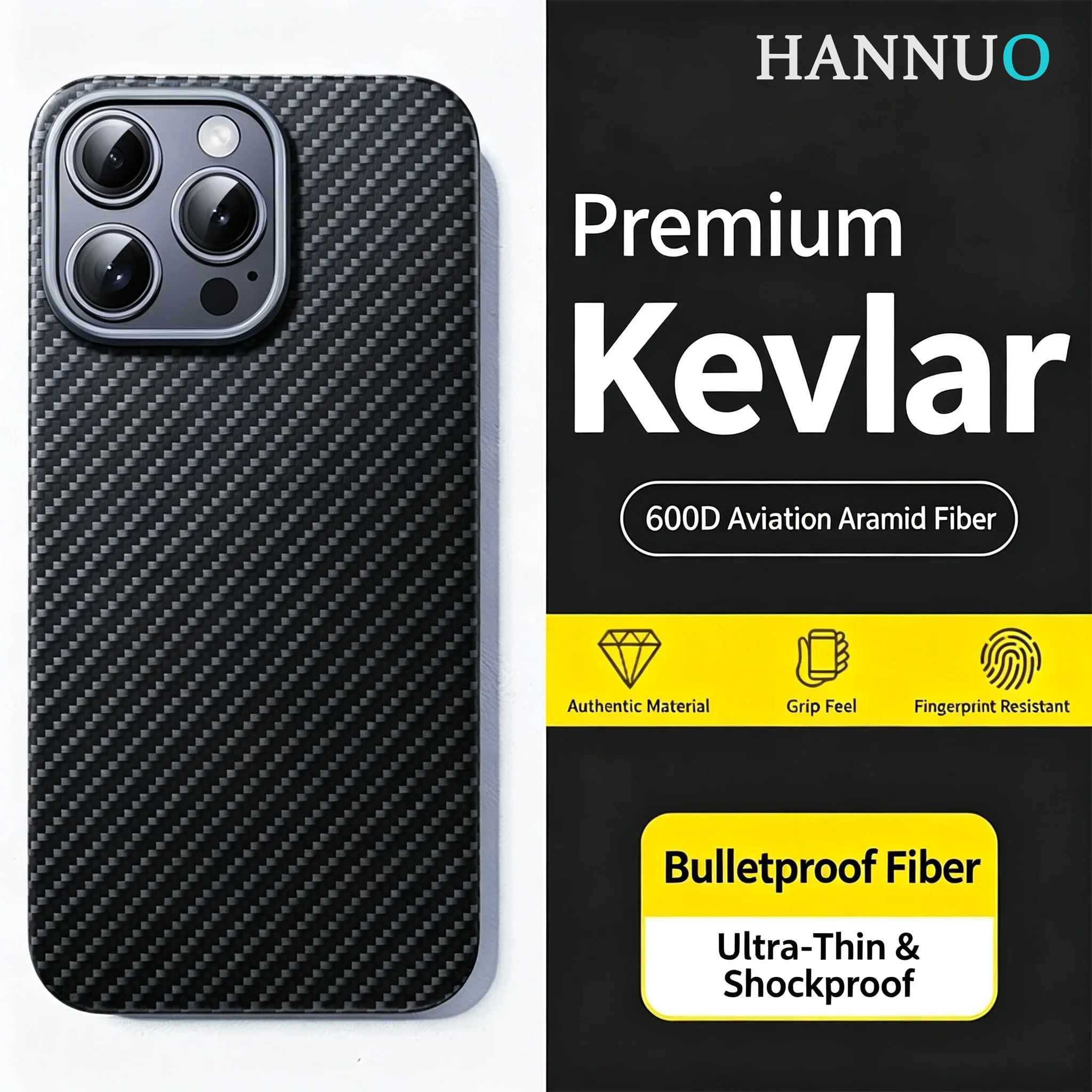 Phone Cases Custom - HANNUO Carbon Fiber Magnetische Hoes voor