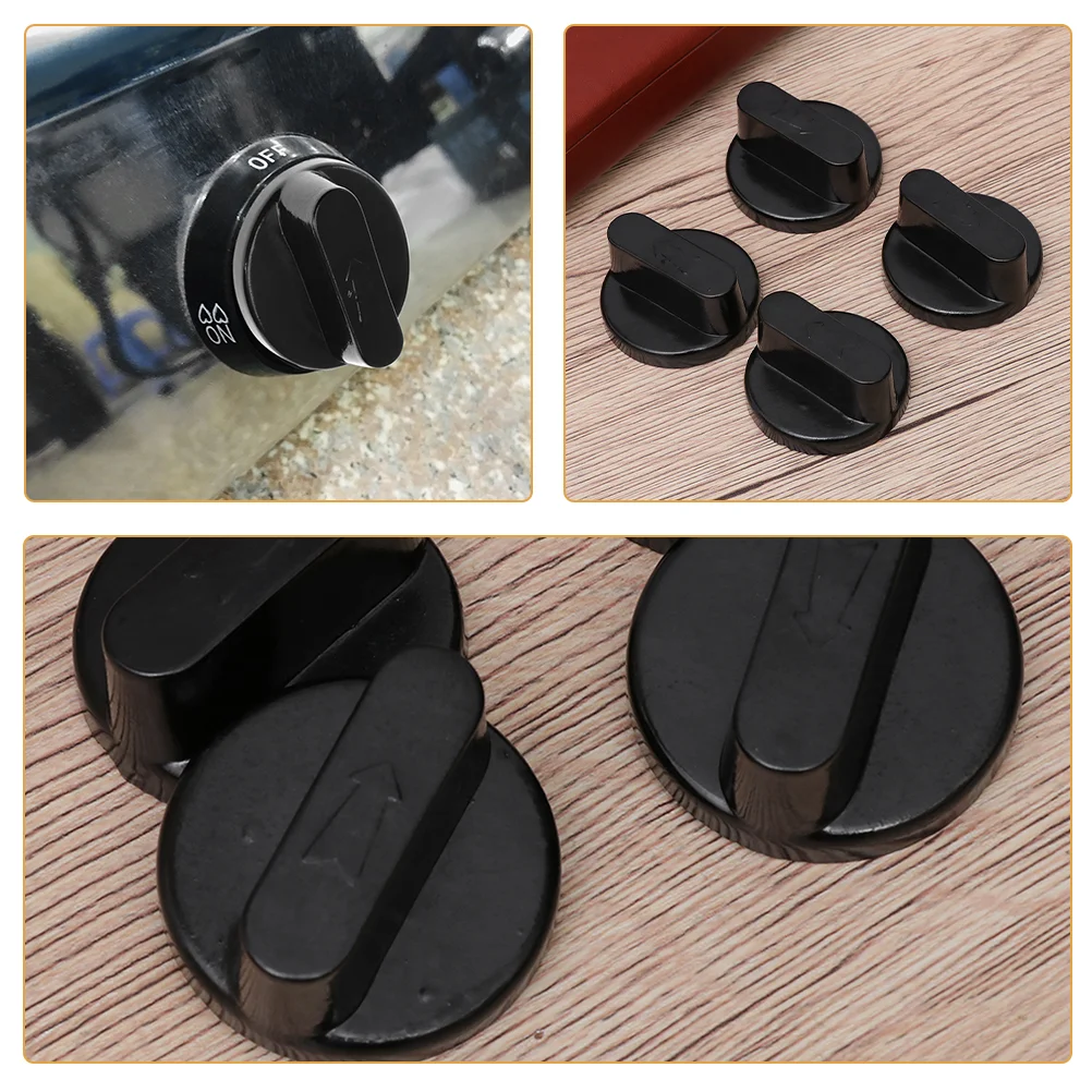 2 Pcs Switch Stove Knob Oven Knobs Replacements Gas Control Burner Black Plastic