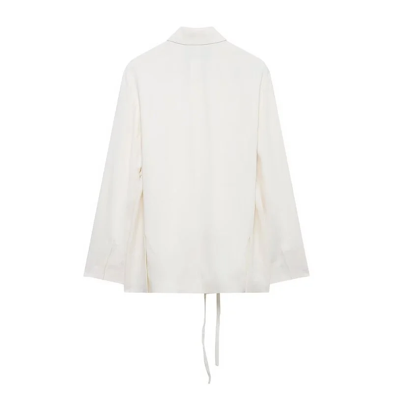 Primavera 2025 Nuevo Conjunto de Moda para Mujeres Jóvenes de 25-35 Años: Chaqueta de Traje de Mezcla de Lino y Plones La...