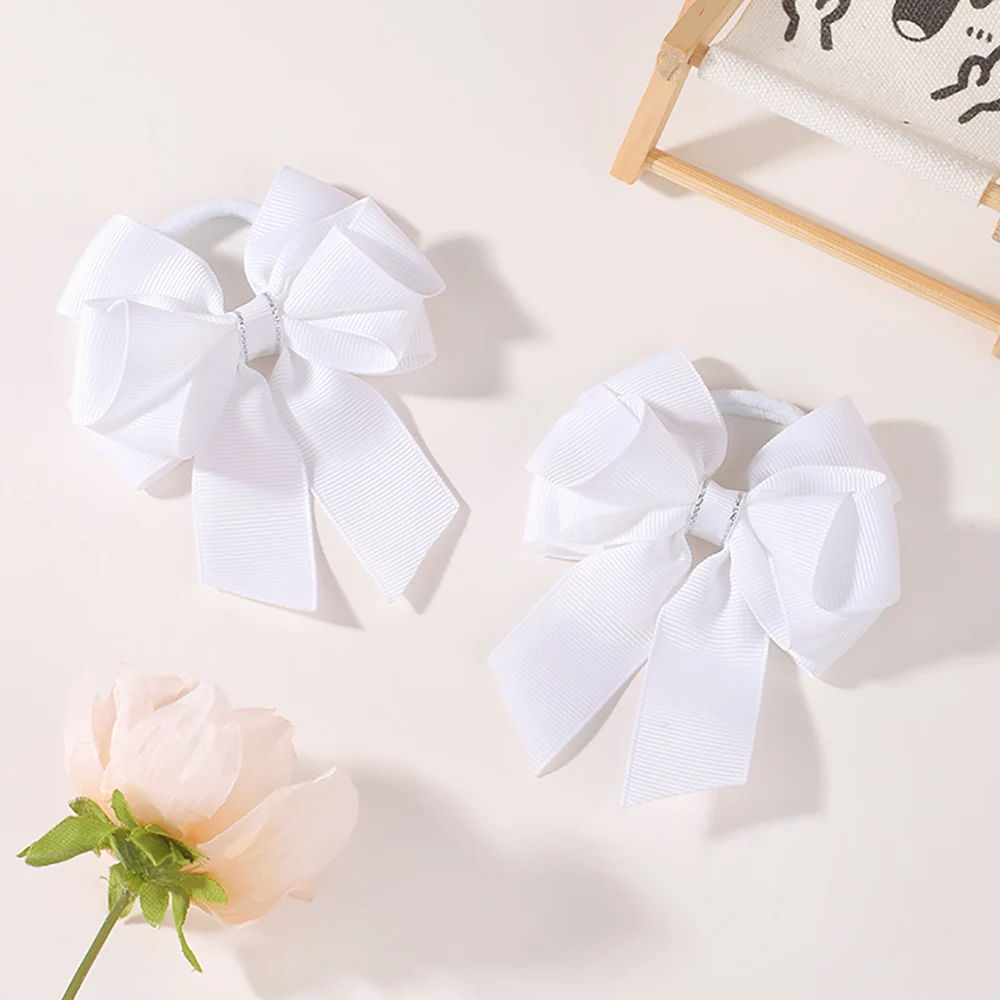 BABY BOWS 2 Stück/Set Kinder Mädchen Niedliche Doppelschichtige Schleifen-Haargummis Haarbänder Kinder Basis-Pferdeschwanz-Kopfschmuck Haaraccessoires – Detail 25