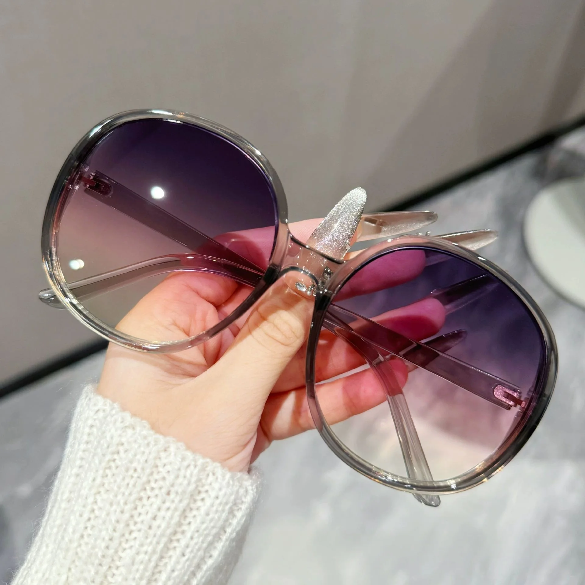 Modische übergroße runde Sonnenbrille, Anti-UV, Unisex, 7184, neuer Stil für Männer und Frauen