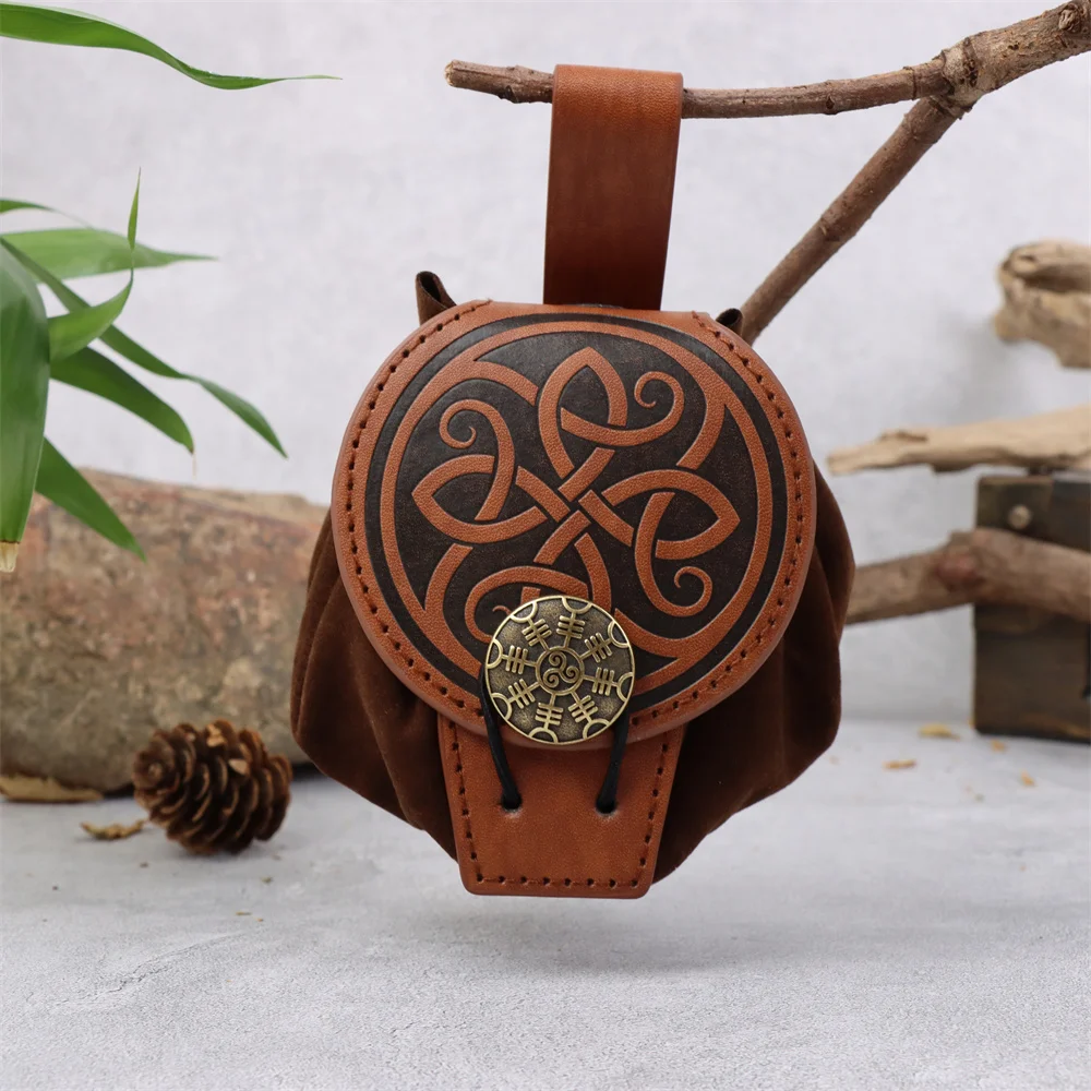Marsupio stile vichingo cavaliere guerriero medievale in ecopelle, forniture per feste LARP, accento per spettacoli teatrali, portafoglio zero vintage