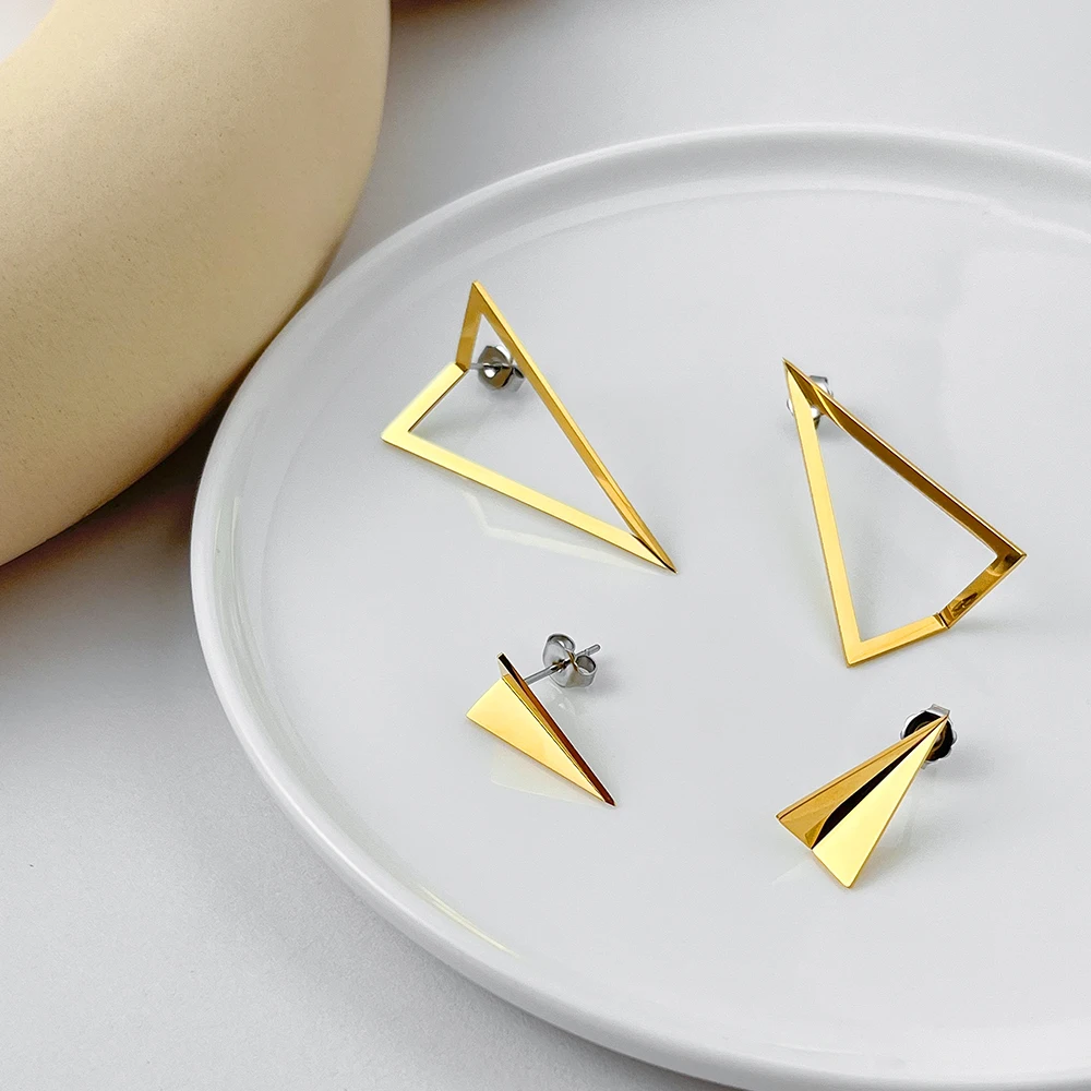 

ENFASHION Piercing Triangle Stud Earrings For Women Christmas Stainless Steel Earings 2022 Pendientes Fashion Jewelry E221459