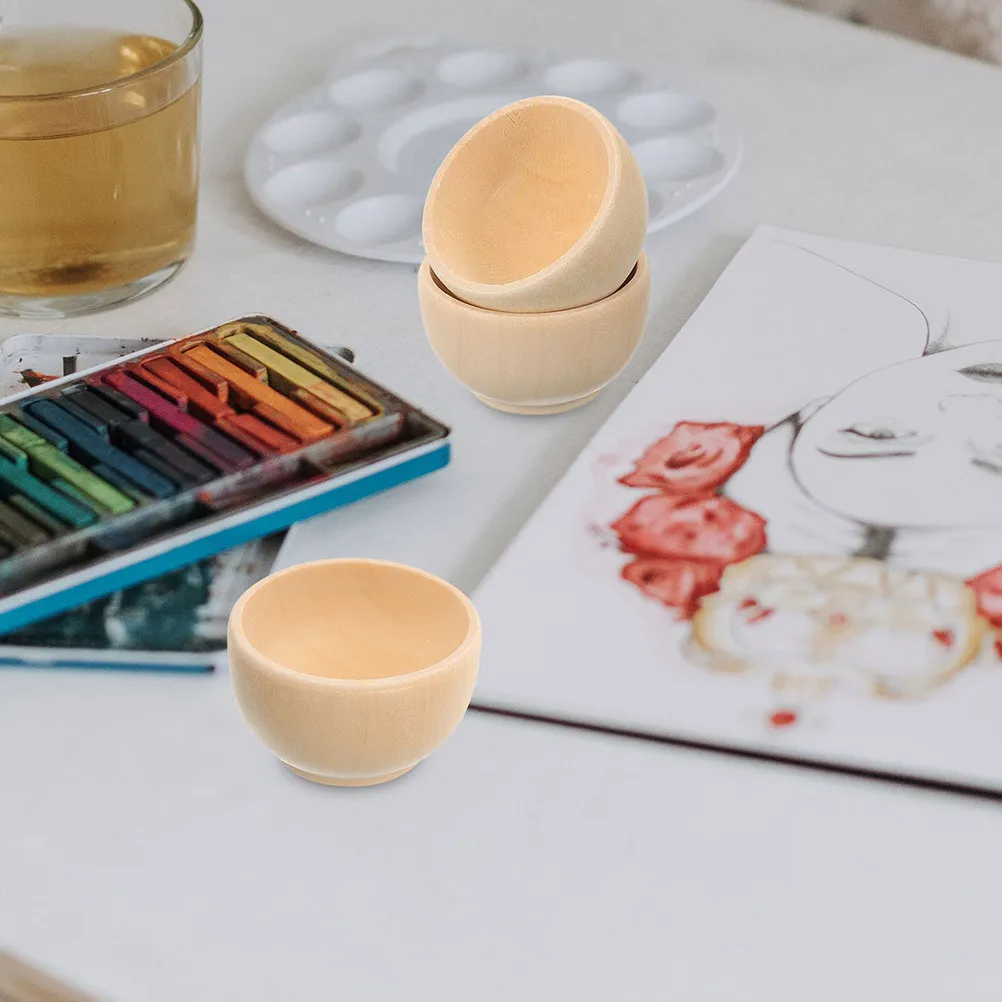 20Pcs Small Wooden Bowls DIY Craft Supplies for Children Painting Decorating Counting Sorting Autumn Wedding Favors Natural Wood