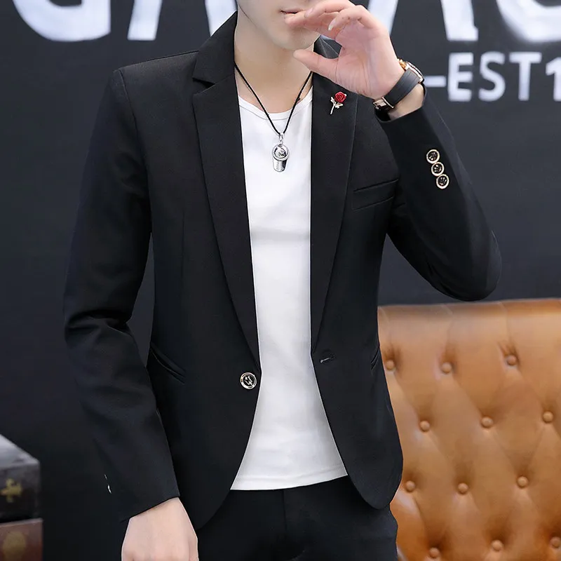 

Spring Autumn ort Men's Suit Jaet Korean Sle Slim Fit Casual Briti Sle Coat Student Trendy Polyester Fiber Long Sve