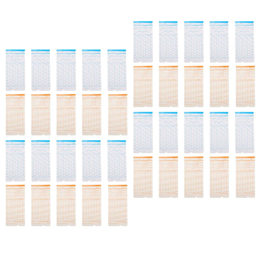 Cartões de tempo dupla face, folhas de papel para uso em escritório, edição em inglês, cartões de perfuração semanal, ferramenta de rastreamento de atendimento de funcionário, 2 peças