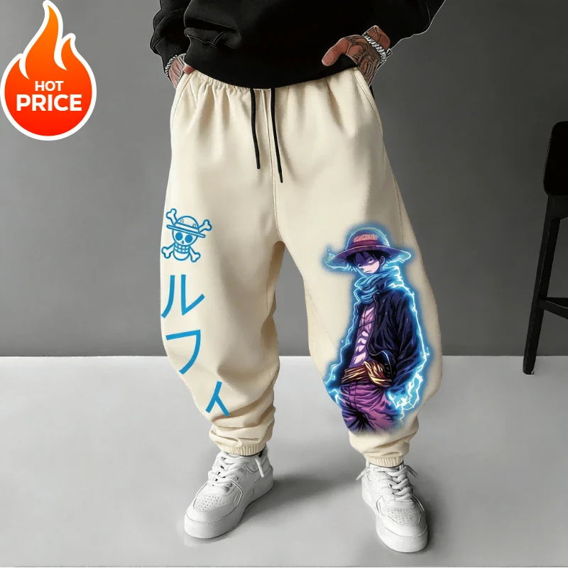 لوفي أنيمي قطعة واحدة Harajuku الرجال خمر السراويل الرياضية الشتوية الشارع الشهير المتضخم النساء طماق غير رسمية Sweatpants للجنسين بوت