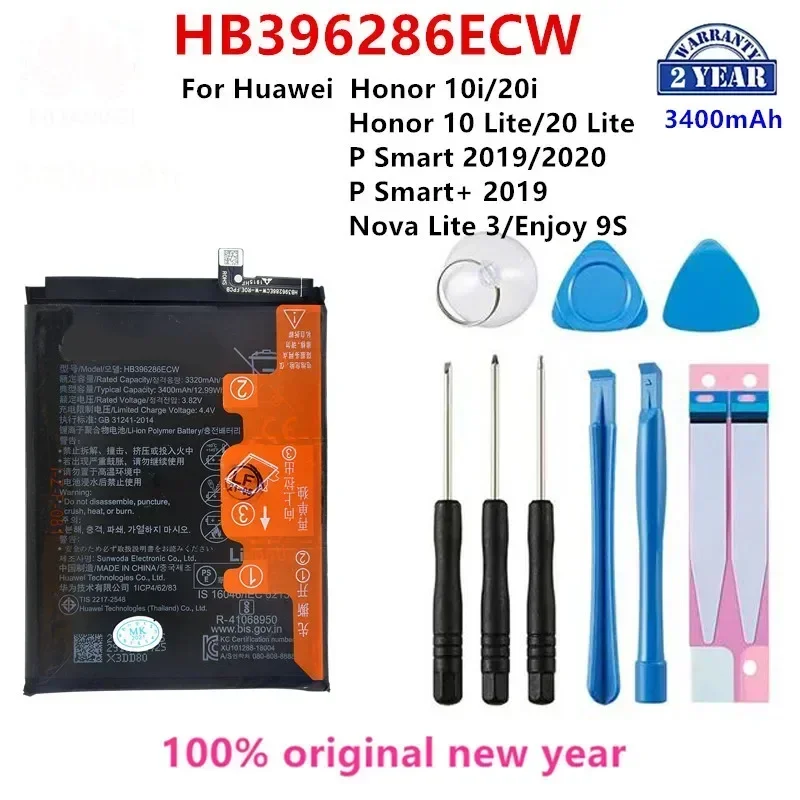 

100% Orginal HB396286ECW 3400mAh Battery For Huawei Honor 10 Lite /20 Lite /10i /20i /P Smart 2019/ Honor 20i /Enjoy 9S+Tools .