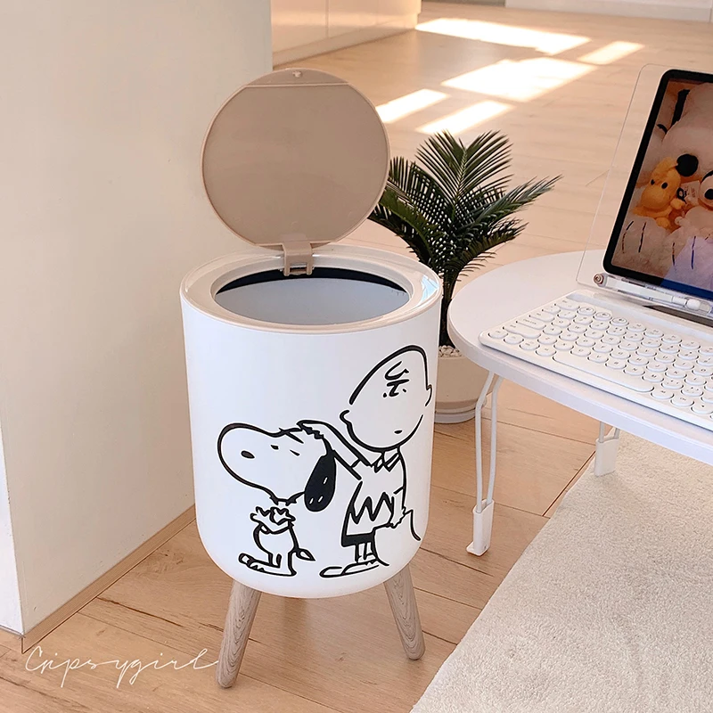 Japanese Log Wind Trash Can Shell Cover Lovely Household High Foot Landing Garbage Can Waste Paper Basket