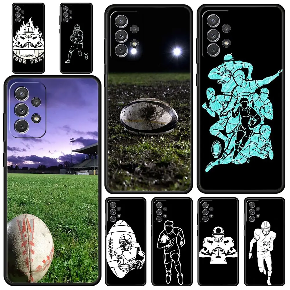 Rugby Ball Phone Case For Samsung Galaxy A35 A55 A15 A13 A51 A71 A41 A31 A21S A03S A05 A12 A32 A52 A23 A25 A33 A53 A73 5G Cover