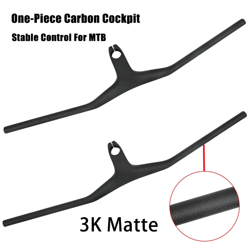 -17° Full Carbon Integrated MTB Handlebar Wide 600-780mm Carbon Fiber Integrated Handle Mountain Bike Cockpit Bar Bicycle Parts