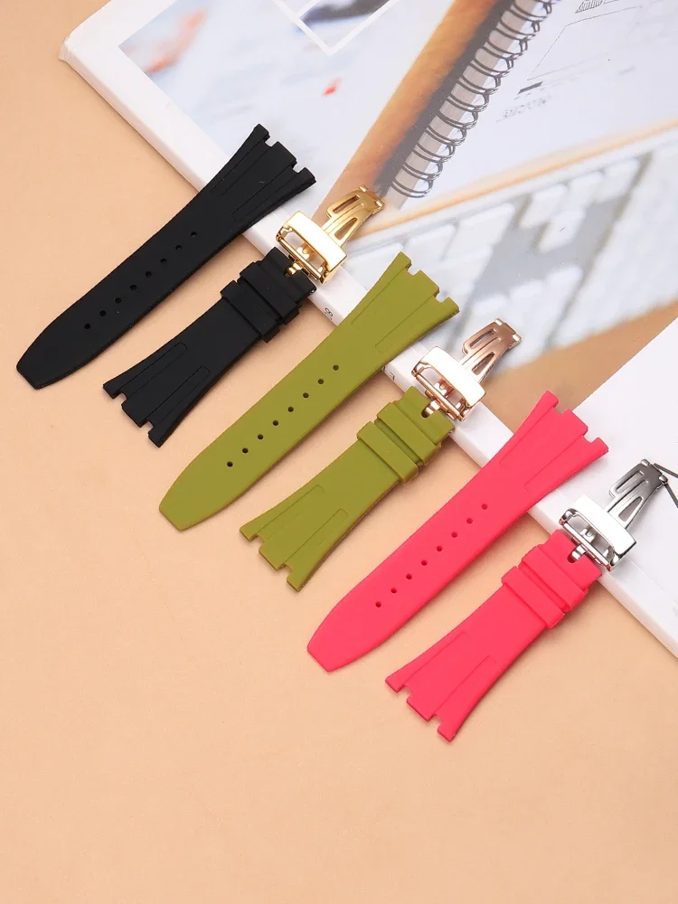 For Ap Royal Oak 15400 15500  26331 Silicone Concave Interface Watchband Breathable Silicone with Tool Men 27mm 28mm Watch Strap