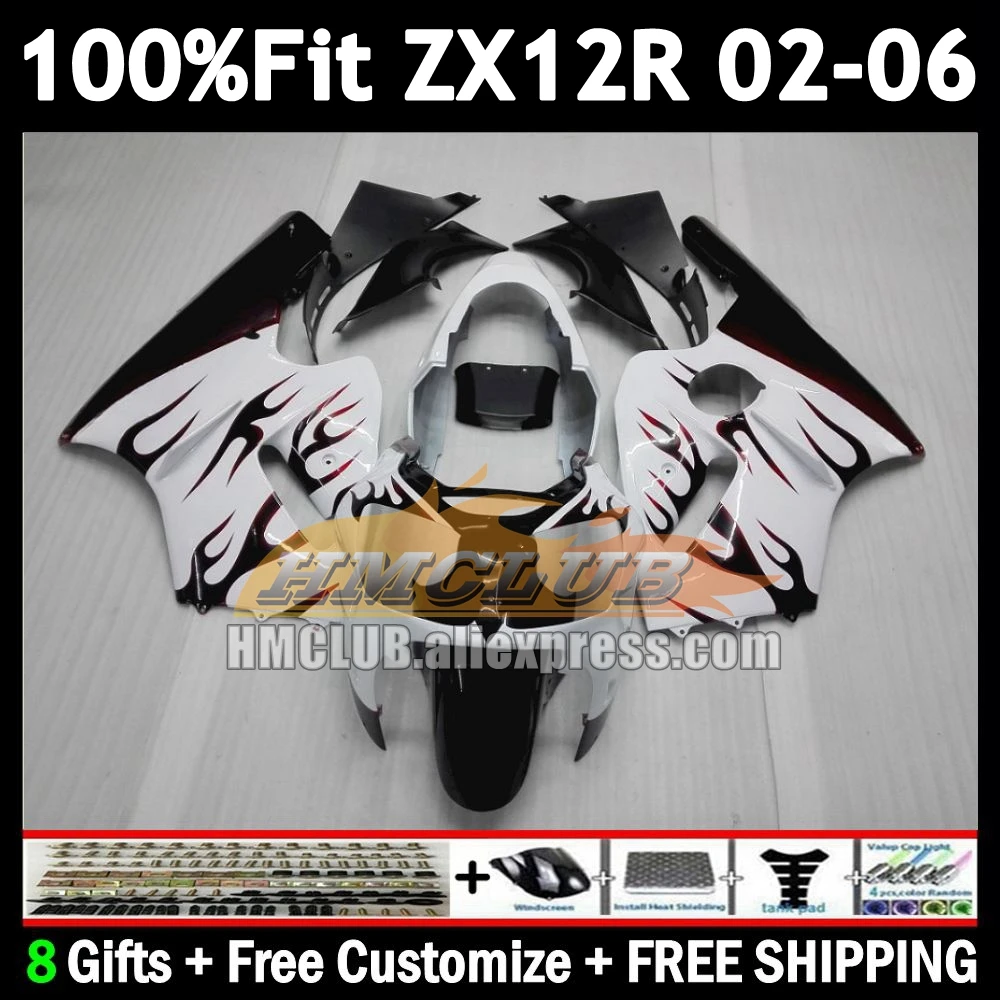 

Injection For KAWASAKI NINJA ZX 12R 12 ZX-12R red flames 2002 2003 2004 2005 2006 177No.8 1200CC ZX12R 02 03 04 05 06 Fairing