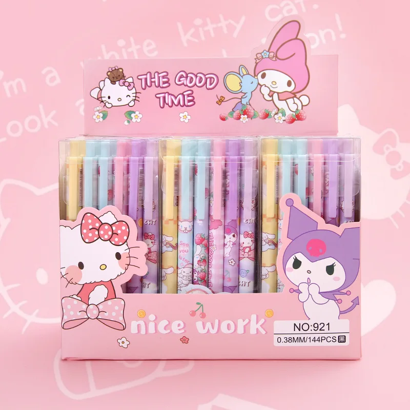 

12pcs Kawaii Cartoon Boxed Cats Press Gel Pens And Cute Anime Figures Cinnamoroll Press Pens For Students To Learn Stationery