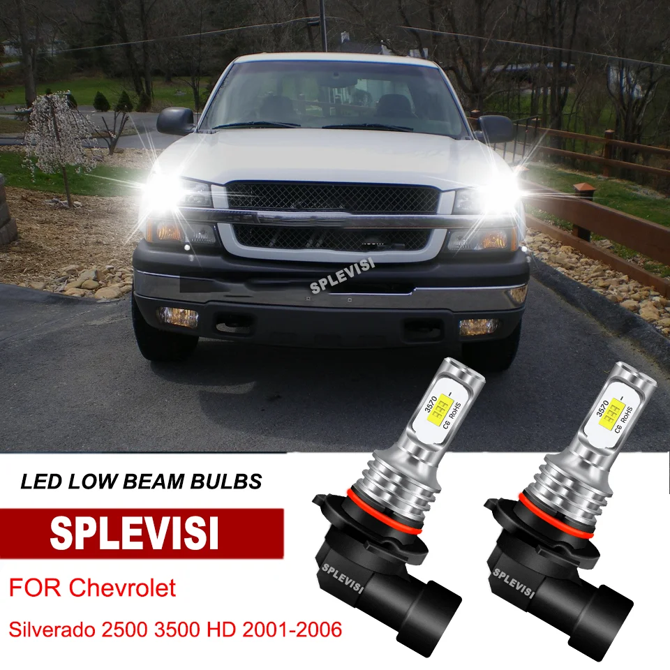 

2x LED Headlight Low Beam Bulbs Car Light 6000K White For Chevrolet Silverado 1500 1999-2006 Silverado 2500 3500 HD 2001-2006