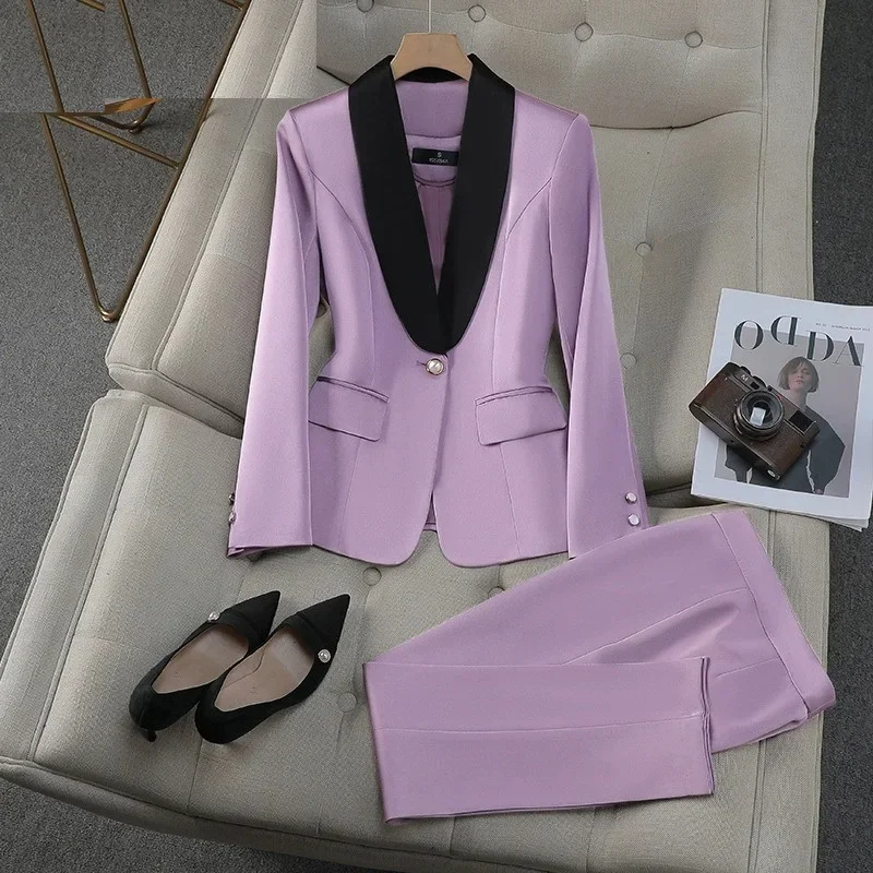 Women's Set Long Sleeved Blazers Pants Two-piece Set 2026 New Spring Autumn Office Lady Professional Suit Jacket Female Pantsuit