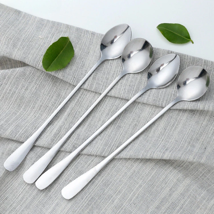 

Hot Stainless Steel Long Handle Spoon Creative Korean Tea Coffee Ice Cream Teaspoons