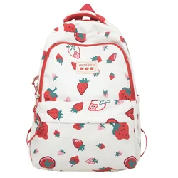 Mochila escolar de nailon impermeable para niñas, morral bonito con estampado de dibujos animados, oso, fresa, queso, 2023