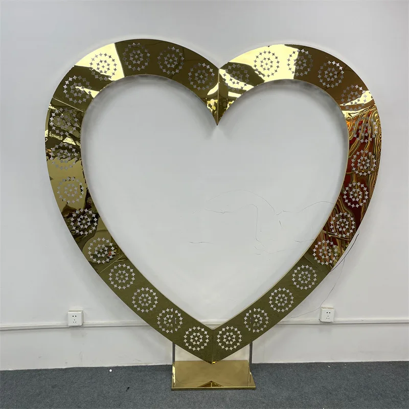 Stainless Steel Arch Screen, Heart-Shaped, Sunflower, Gold, Silver, Wedding Props, Party Stage Decoration, New Style