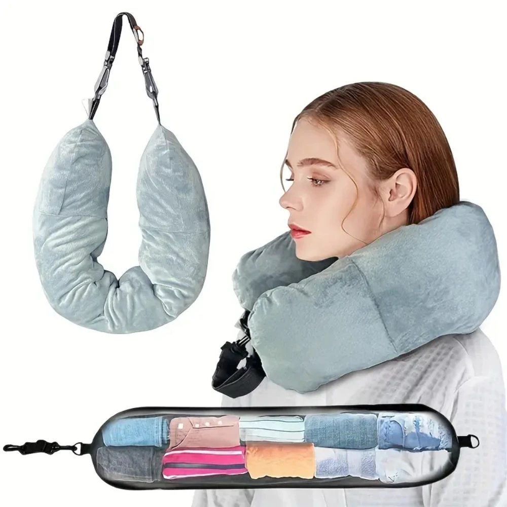 

The new travel pillow can accommodate extra luggage, adjustable neck size, velvet travel neck pillow Bag cover