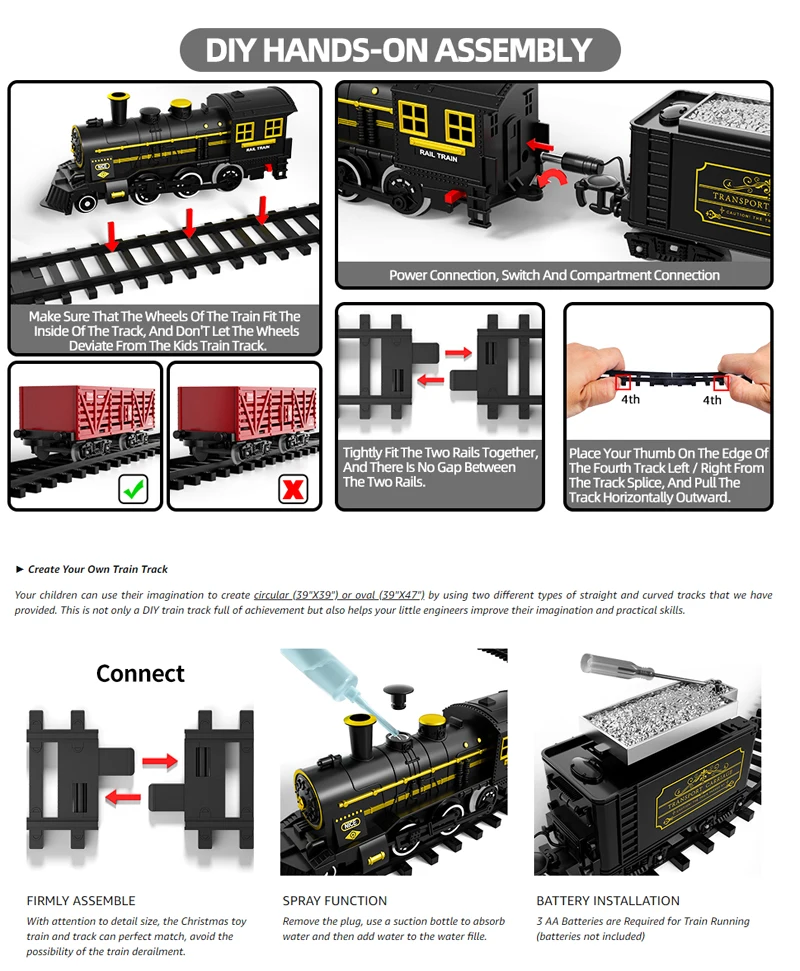 Kids Electric Steam Train Toy Rail High-Speed Rail Parking Lot Model Family Reunion Party Game Boy Birthday Gift