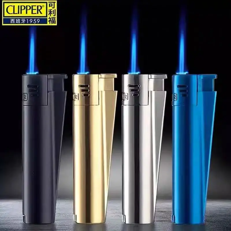 

Clipper Metal Lighter Straight Jet Gas Blue Flame Windproof Lighter Flame Outlet With Dust Cap Butane Torch Lighter Men Gadget