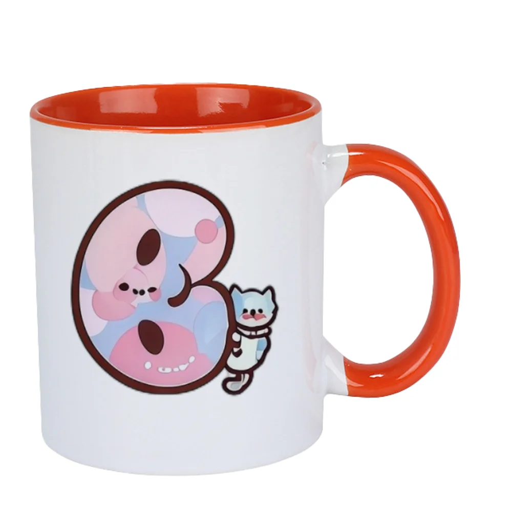 11oz Cute Cat Ceramic Coffee Mug with Pink Blue Abstract Pattern for Home Party Office Drinking Valentine's Day and birthday Hol