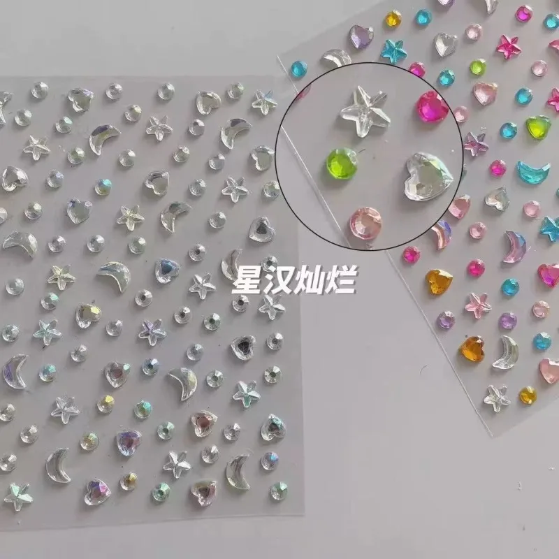 Acrylic Mini Korean Ins Star Moon Heart Self Adhesive DIY 3D Stickers for Scrapbooking Phone Case Personalization Decoration